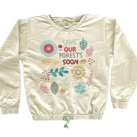 PEEK Kids x The Nature Conservancy Save Forests Embroidered Sweatshirt Girls 6/7 - Picture 3 of 7